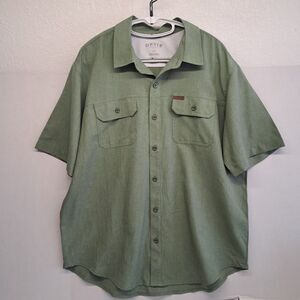 Orvis Men's Short Sleeve Button-Down Shirt Size XL Green Adventure Classic